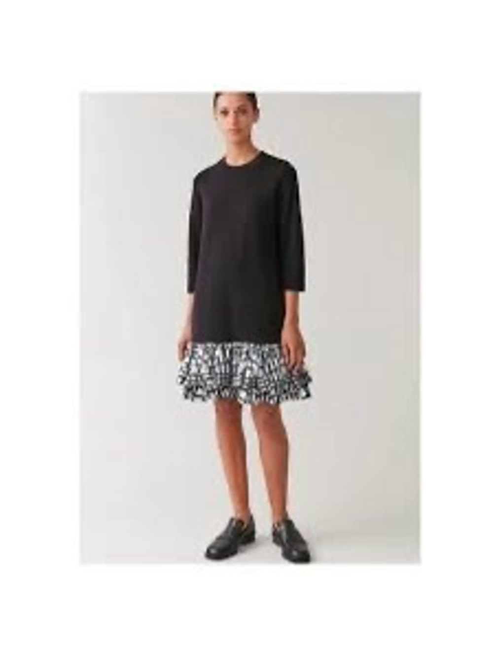COS Black White Organic Cotton Ribbed Knit Dress Large